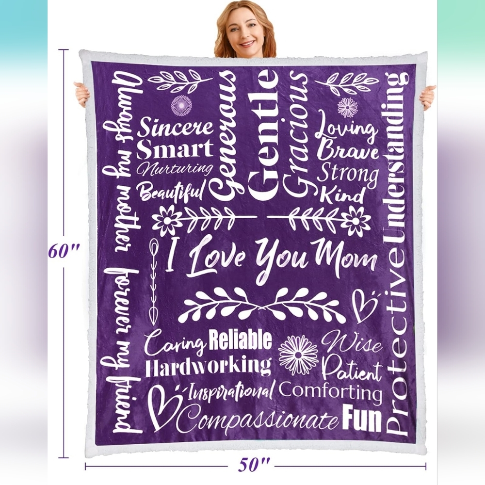Mom Blanket, Mom Gift, Fleece and Sherpa